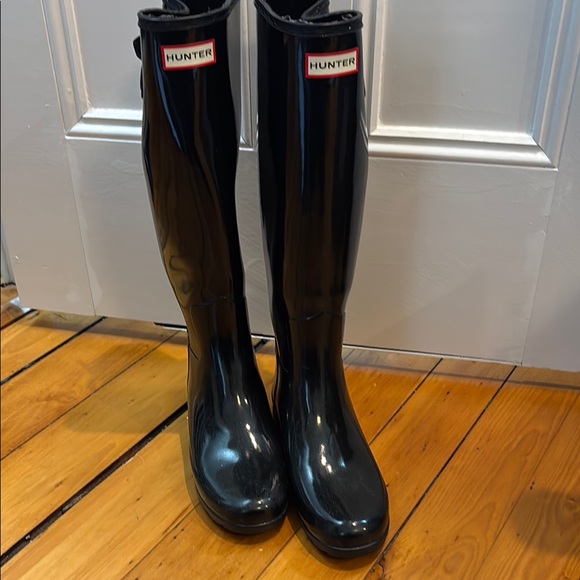 Hunter Black Tall Rain Boots - Picture 1 of 4